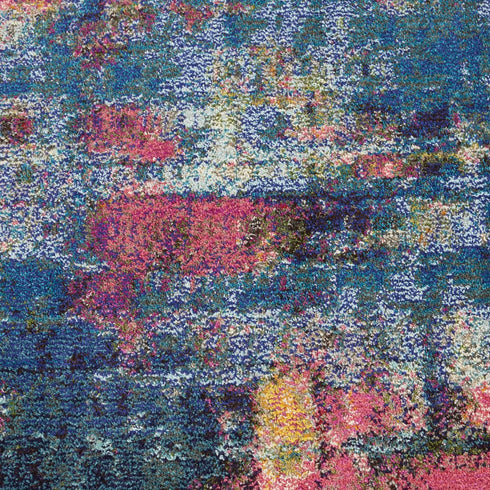 2' X 6' Blue And Yellow Abstract Power Loom Non Skid Area Rug